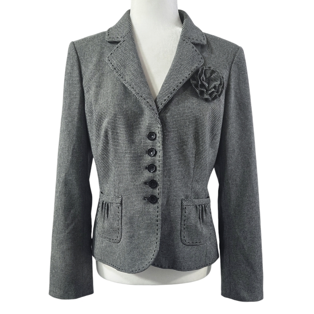 Semantiks Black White Mini Houndstooth Blazer Business Casual Whimsical Preppy